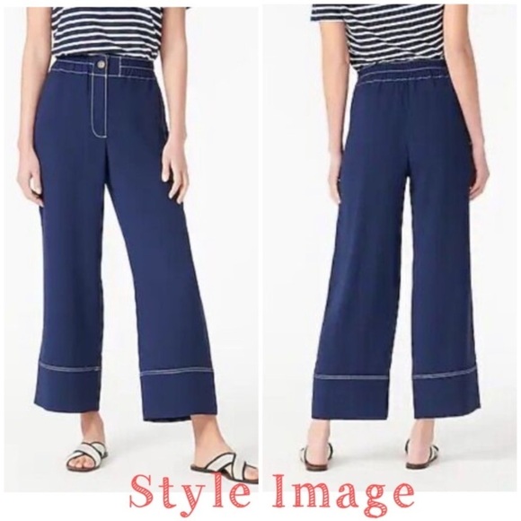 J.CREW Pull on Wide Crop Trouser Pants in Black Size 12 Style #AV443 New - Picture 9 of 10